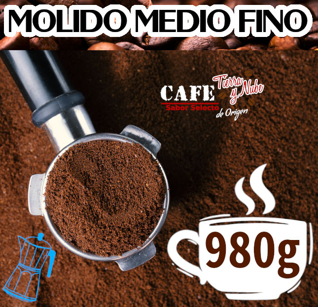 Café Tostado molido Medio Fino | 980g - Café Tierra y Nube