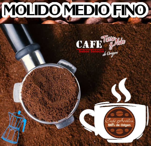 Café Tostado para Cafetera Italiana  Molido Medio Fino - Café Tierra y Nube