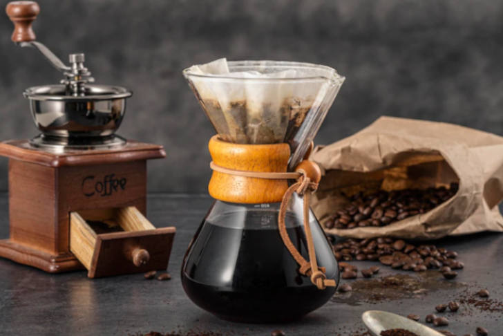 sabor del café con diversos métodos de prearación artesanal, automática y mecánica café en grano